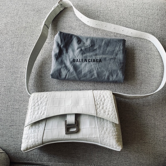 - NEW Balenciaga Downtown Medium Shoulder Bag Crocodile Embossed AX4 - Picture 7 of 14